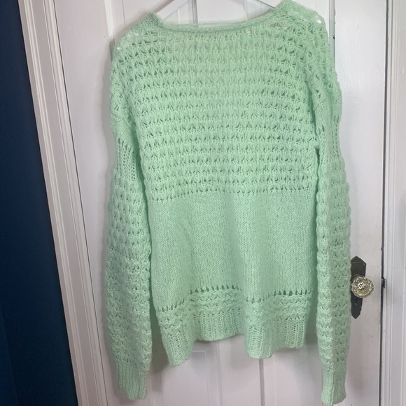 Free People Mint Green Crashing Waves Pullover Knit Sweater W-353 Size Small - Picture 12 of 12